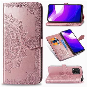 Embossing Imprint Mandala Flower Leather Wallet Case for Xiaomi Mi 10 Lite - Rose Gold