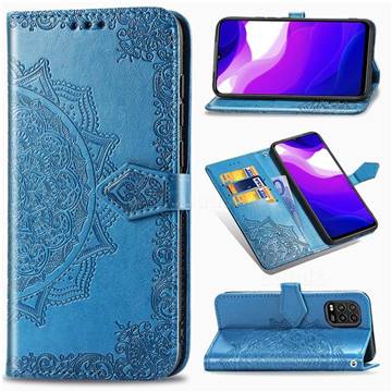 Embossing Imprint Mandala Flower Leather Wallet Case for Xiaomi Mi 10 Lite - Blue