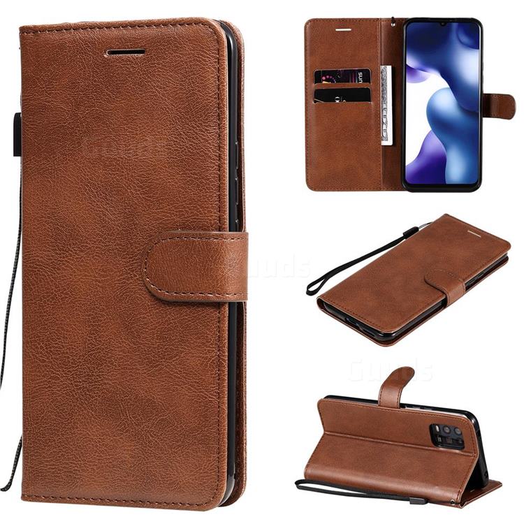 Retro Greek Classic Smooth PU Leather Wallet Phone Case for Xiaomi Mi 10 Lite - Brown