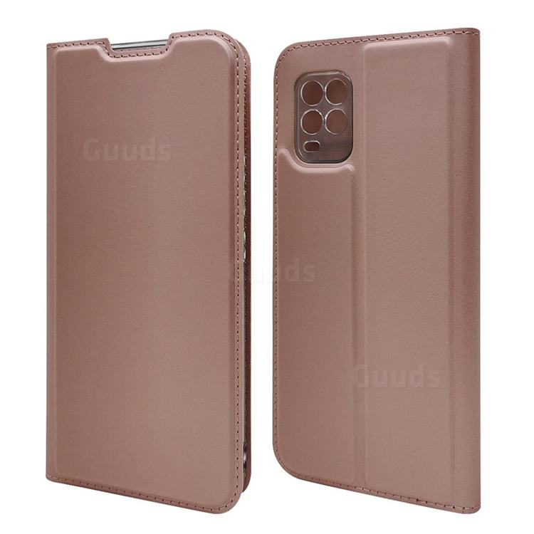 Ultra Slim Card Magnetic Automatic Suction Leather Wallet Case for Xiaomi Mi 10 Lite - Rose Gold