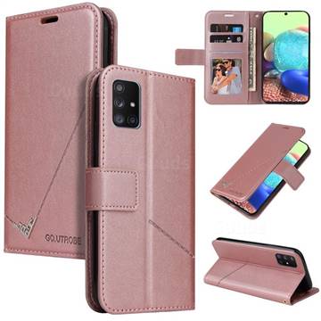 GQ.UTROBE Right Angle Silver Pendant Leather Wallet Phone Case for Xiaomi Mi 10 Lite - Rose Gold