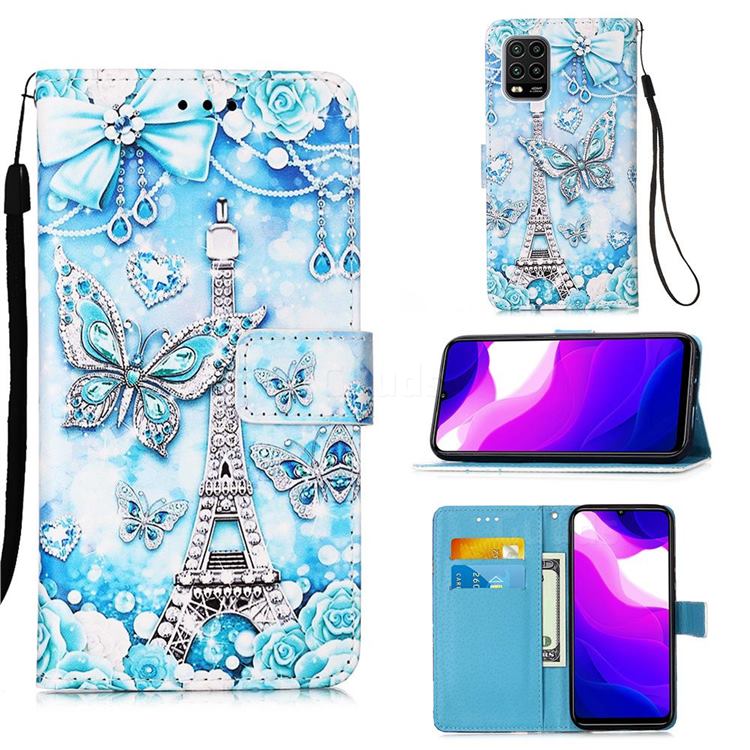Tower Butterfly Matte Leather Wallet Phone Case for Xiaomi Mi 10 Lite