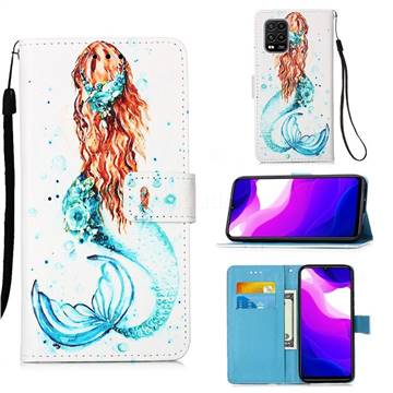 Mermaid Matte Leather Wallet Phone Case for Xiaomi Mi 10 Lite