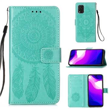 Embossing Dream Catcher Mandala Flower Leather Wallet Case for Xiaomi Mi 10 Lite - Green