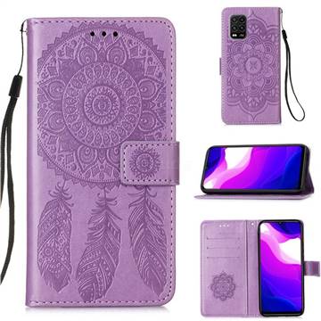 Embossing Dream Catcher Mandala Flower Leather Wallet Case for Xiaomi Mi 10 Lite - Purple
