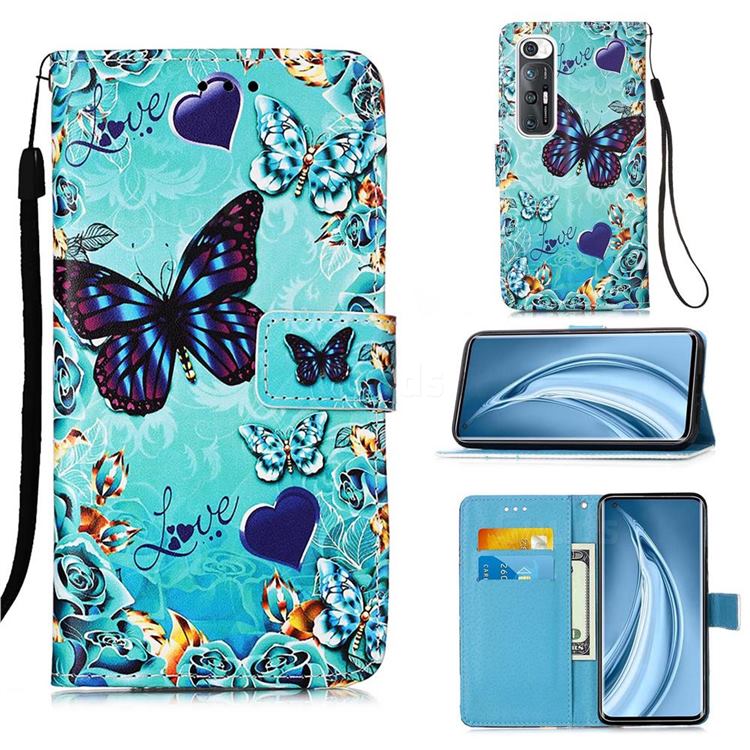 Love Butterfly Matte Leather Wallet Phone Case for Xiaomi Mi 10S