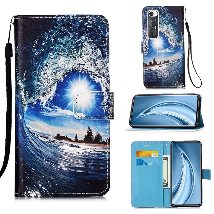 Waves and Sun Matte Leather Wallet Phone Case for Xiaomi Mi 10S