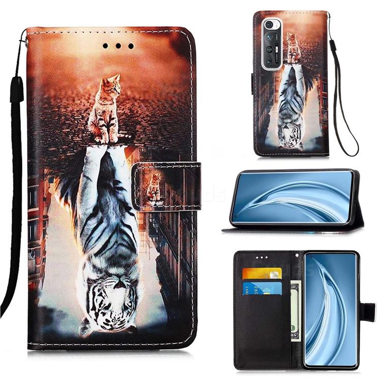 Cat and Tiger Matte Leather Wallet Phone Case for Xiaomi Mi 10S