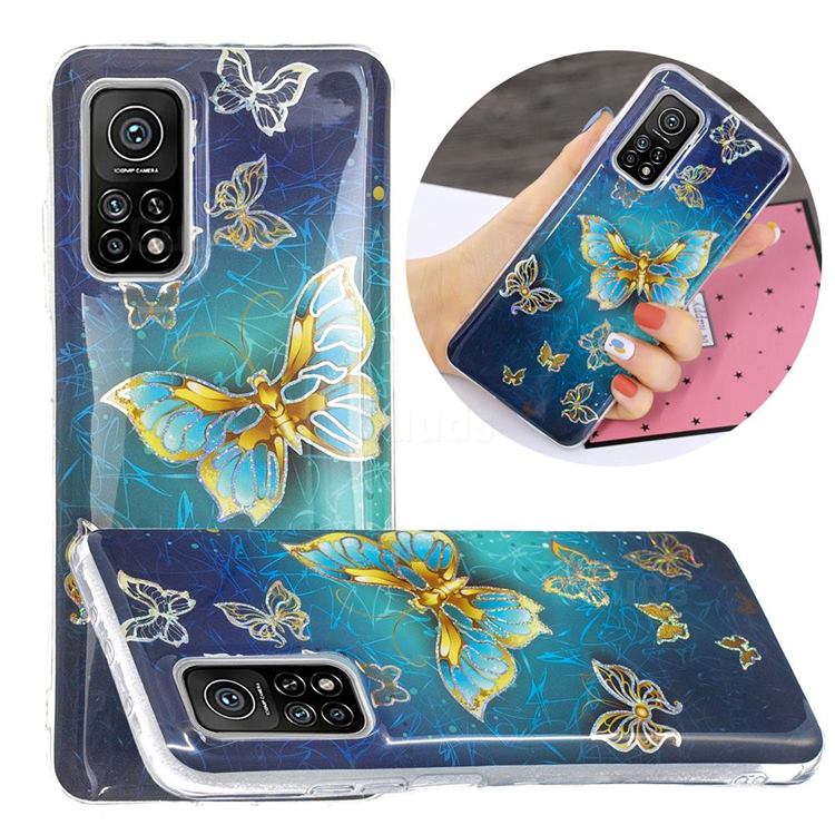 Golden Butterfly Painted Galvanized Electroplating Soft Phone Case Cover for Xiaomi Mi 10T / 10T Pro 5G