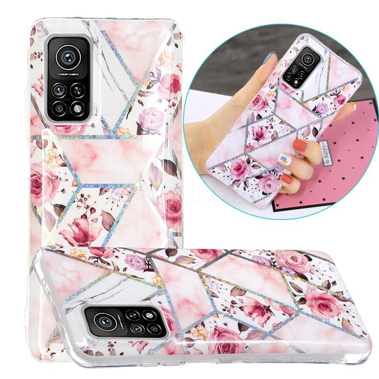 Rose Flower Painted Galvanized Electroplating Soft Phone Case Cover for Xiaomi Mi 10T / 10T Pro 5G