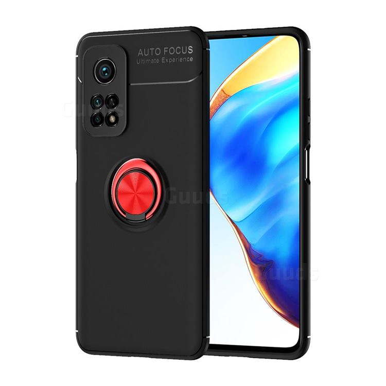 Auto Focus Invisible Ring Holder Soft Phone Case for Xiaomi Mi 10T / 10T Pro 5G - Black Red
