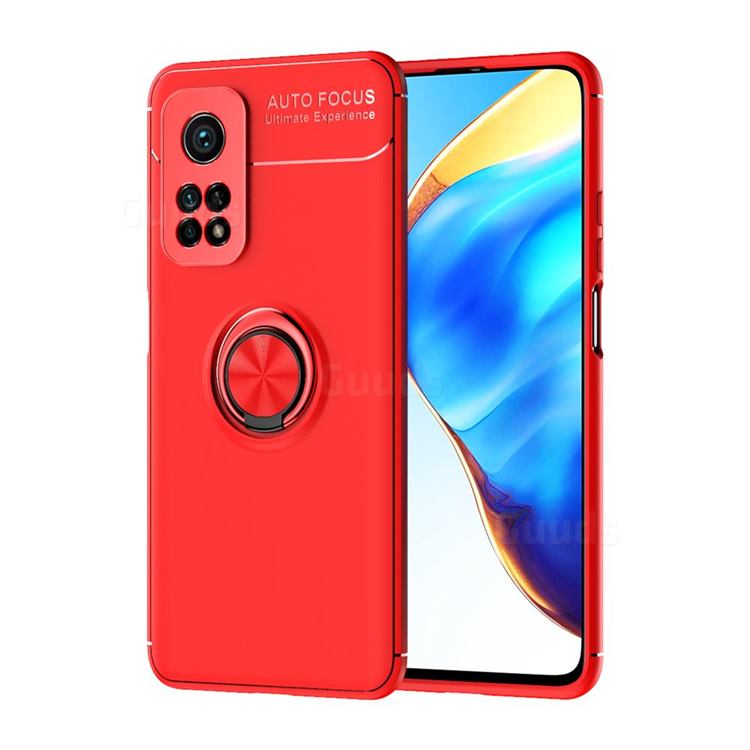 Auto Focus Invisible Ring Holder Soft Phone Case for Xiaomi Mi 10T / 10T Pro 5G - Red