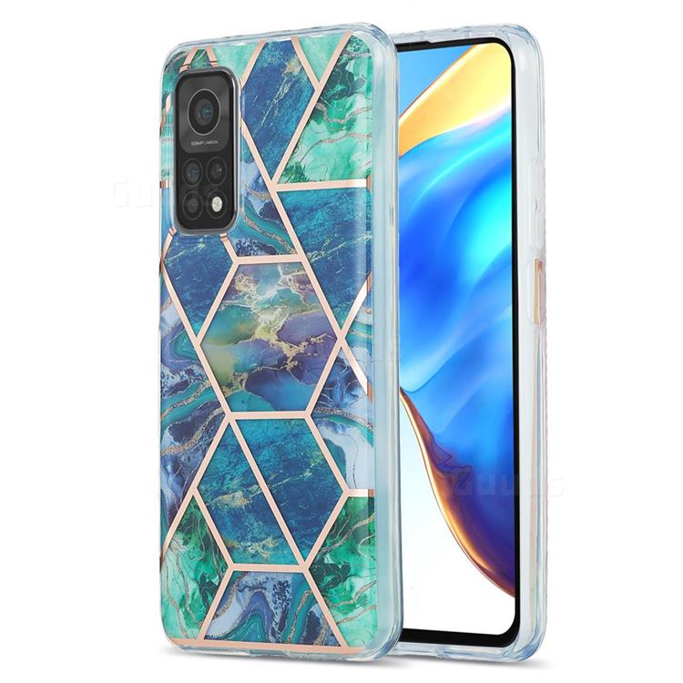 Blue Green Marble Pattern Galvanized Electroplating Protective Case Cover for Xiaomi Mi 10T / 10T Pro 5G