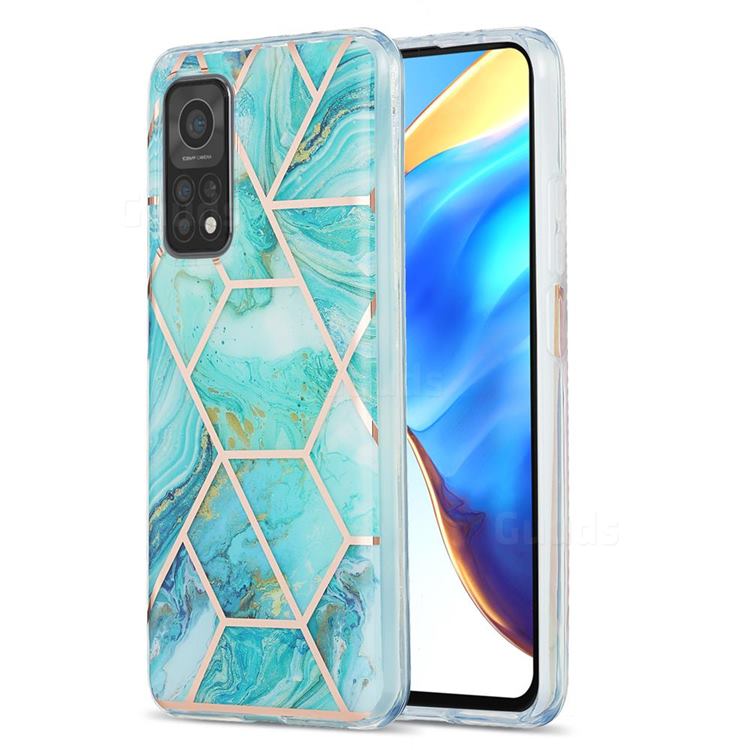 Blue Sea Marble Pattern Galvanized Electroplating Protective Case Cover for Xiaomi Mi 10T / 10T Pro 5G