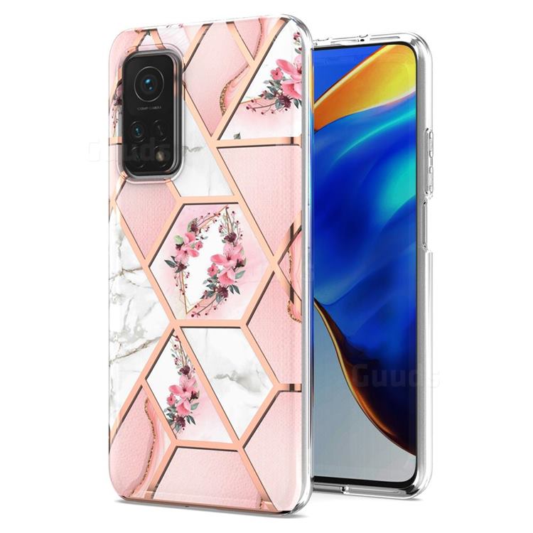 Pink Flower Marble Electroplating Protective Case Cover for Xiaomi Mi 10T / 10T Pro 5G
