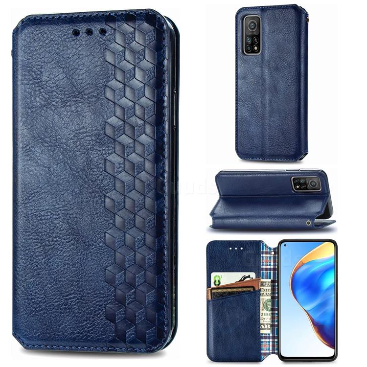 Ultra Slim Fashion Business Card Magnetic Automatic Suction Leather Flip Cover for Xiaomi Mi 10T / 10T Pro 5G - Dark Blue