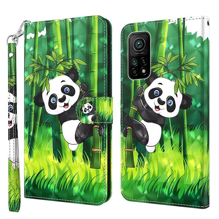 Climbing Bamboo Panda 3D Painted Leather Wallet Case for Xiaomi Mi 10T / 10T Pro 5G