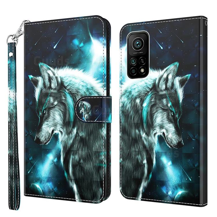 Snow Wolf 3D Painted Leather Wallet Case for Xiaomi Mi 10T / 10T Pro 5G