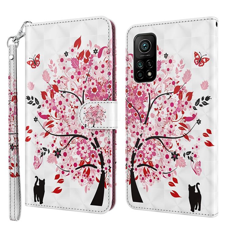 Tree and Cat 3D Painted Leather Wallet Case for Xiaomi Mi 10T / 10T Pro 5G