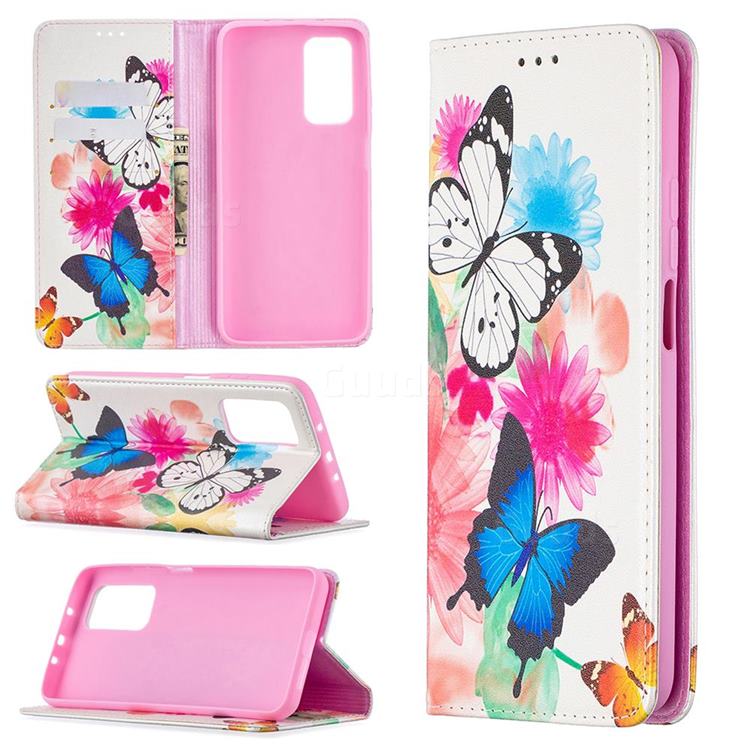 Flying Butterflies Slim Magnetic Attraction Wallet Flip Cover for Xiaomi Mi 10T / 10T Pro 5G