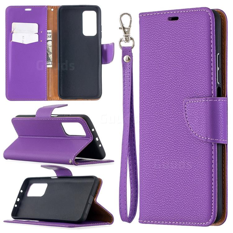 Classic Luxury Litchi Leather Phone Wallet Case for Xiaomi Mi 10T / 10T Pro 5G - Purple
