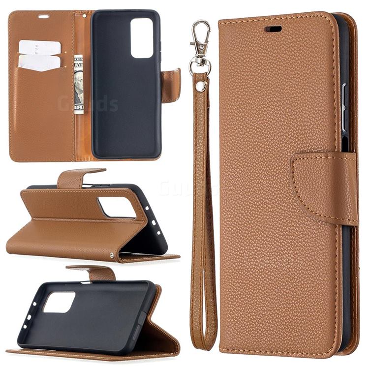 Classic Luxury Litchi Leather Phone Wallet Case for Xiaomi Mi 10T / 10T Pro 5G - Brown