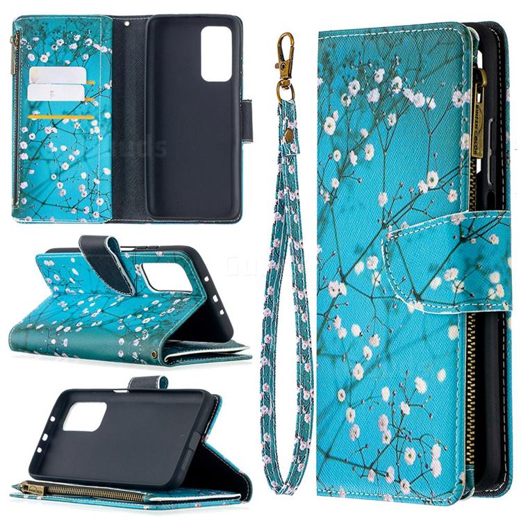 Blue Plum Binfen Color BF03 Retro Zipper Leather Wallet Phone Case for Xiaomi Mi 10T / 10T Pro 5G
