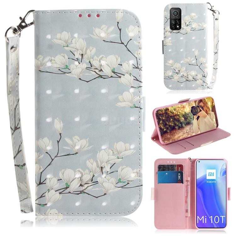 Magnolia Flower 3D Painted Leather Wallet Phone Case for Xiaomi Mi 10T / 10T Pro 5G
