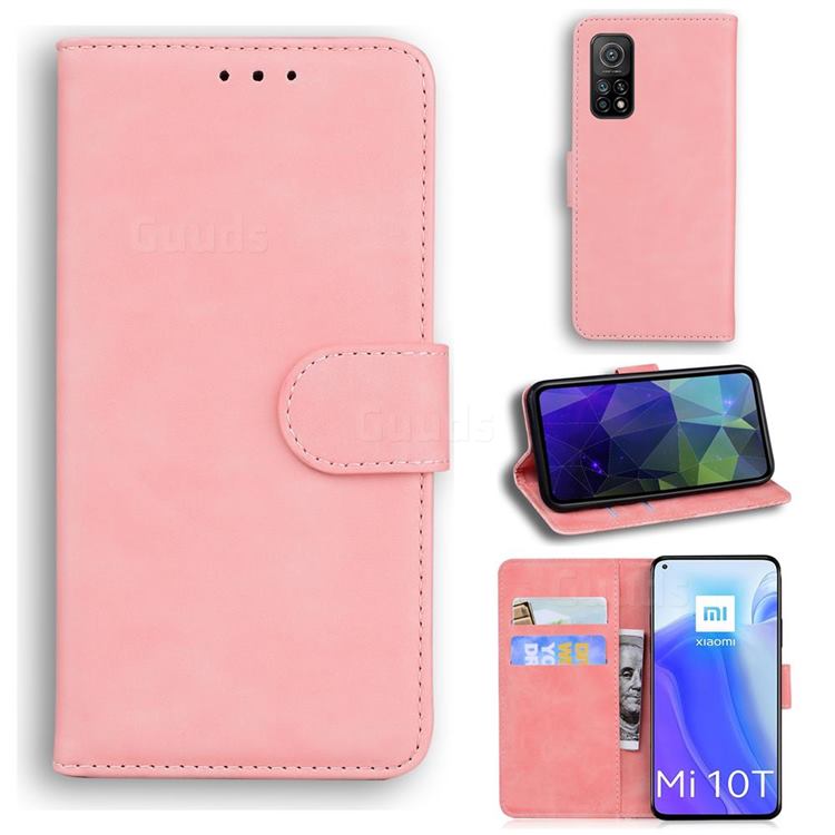 Retro Classic Skin Feel Leather Wallet Phone Case for Xiaomi Mi 10T / 10T Pro 5G - Pink