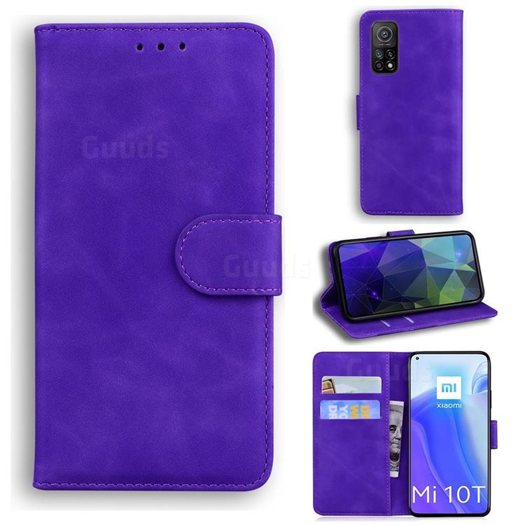 Retro Classic Skin Feel Leather Wallet Phone Case for Xiaomi Mi 10T / 10T Pro 5G - Purple
