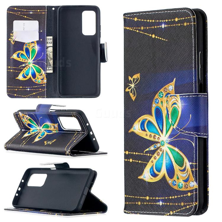Golden Shining Butterfly Leather Wallet Case for Xiaomi Mi 10T / 10T Pro 5G
