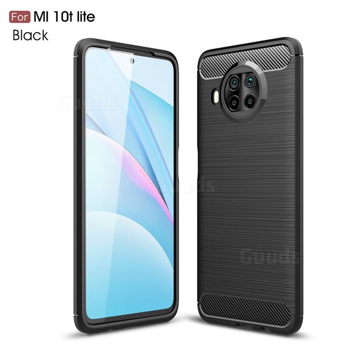 Luxury Carbon Fiber Brushed Wire Drawing Silicone TPU Back Cover for Xiaomi Mi 10T Lite 5G - Black