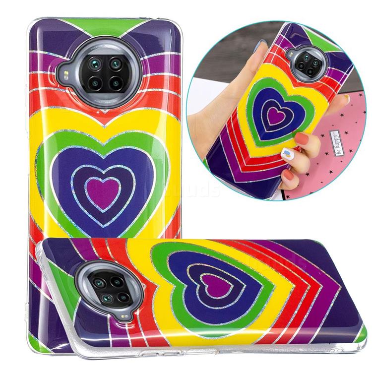 Rainbow Heart Painted Galvanized Electroplating Soft Phone Case Cover for Xiaomi Mi 10T Lite 5G