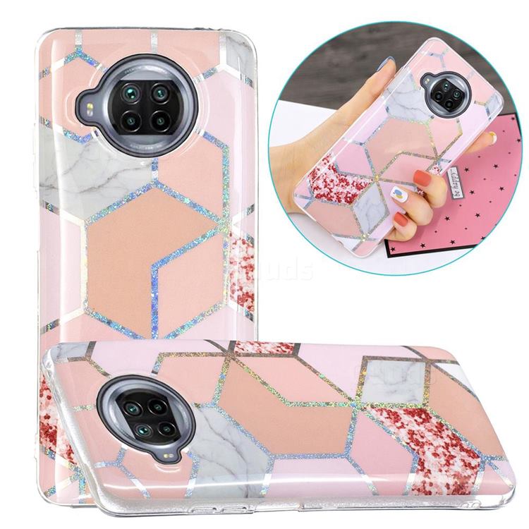 Pink Marble Painted Galvanized Electroplating Soft Phone Case Cover for Xiaomi Mi 10T Lite 5G