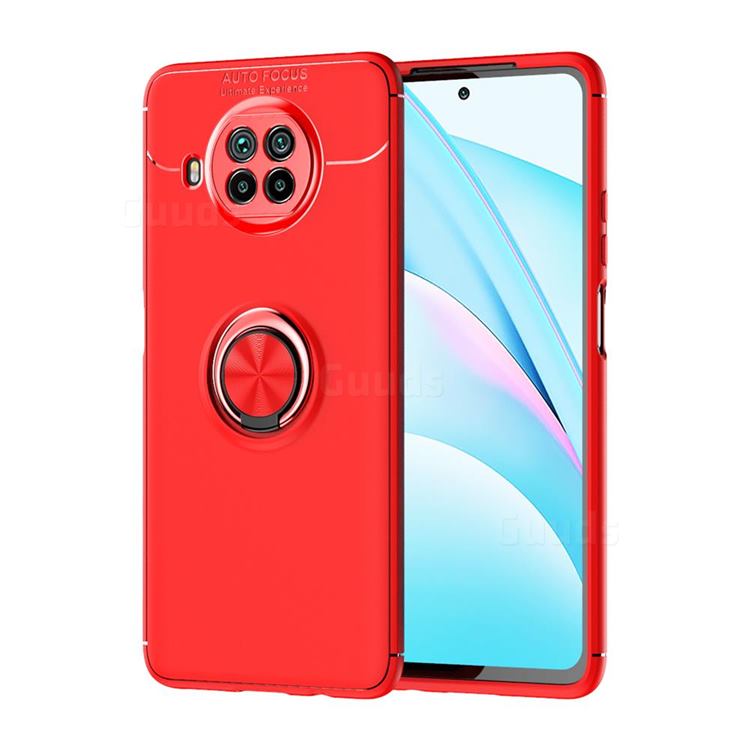 Auto Focus Invisible Ring Holder Soft Phone Case for Xiaomi Mi 10T Lite 5G - Red