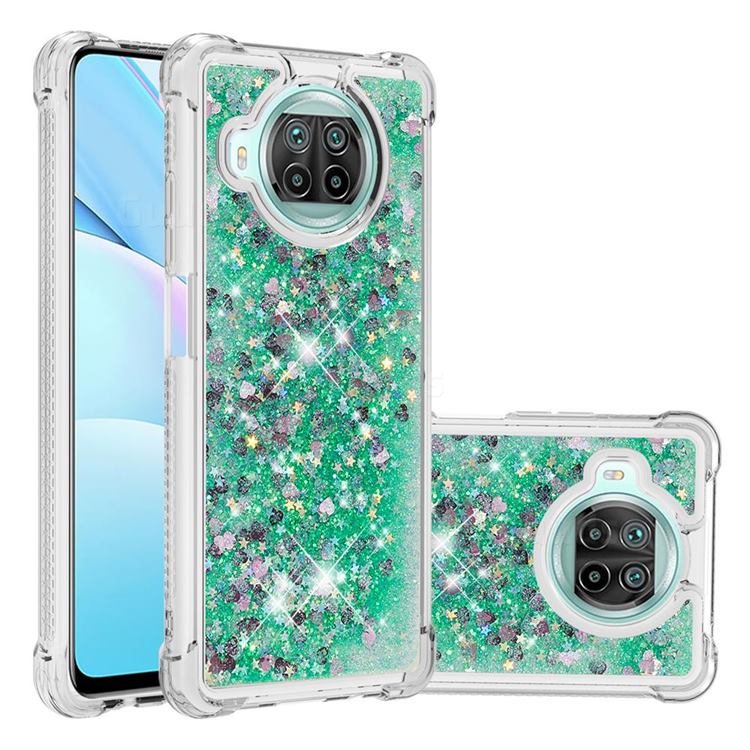 Dynamic Liquid Glitter Sand Quicksand TPU Case for Xiaomi Mi 10T Lite 5G - Green Love Heart