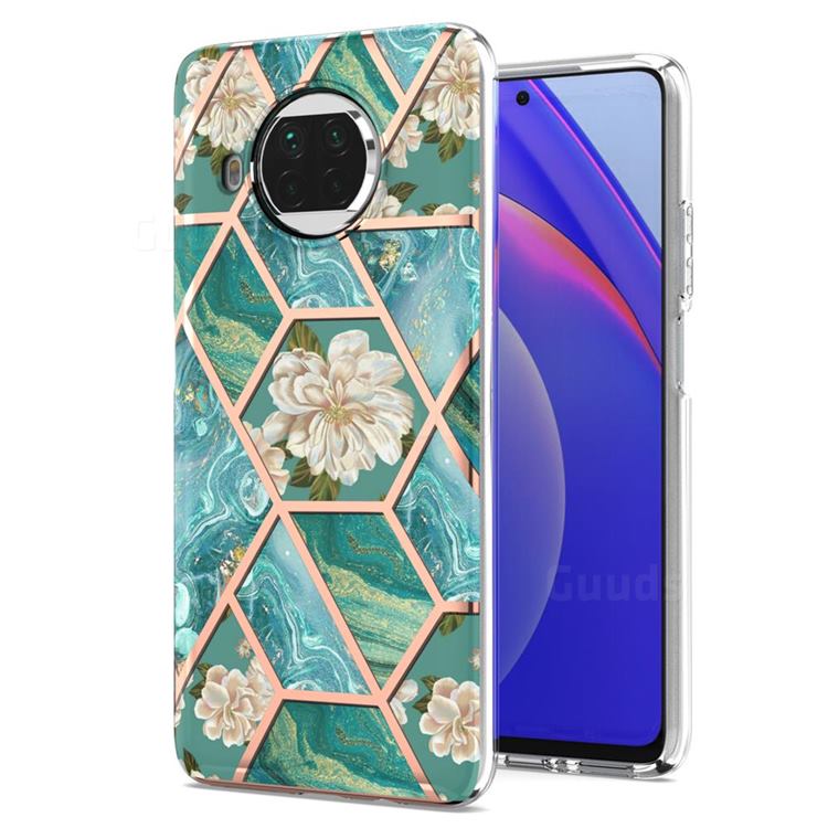 Blue Chrysanthemum Marble Electroplating Protective Case Cover for Xiaomi Mi 10T Lite 5G