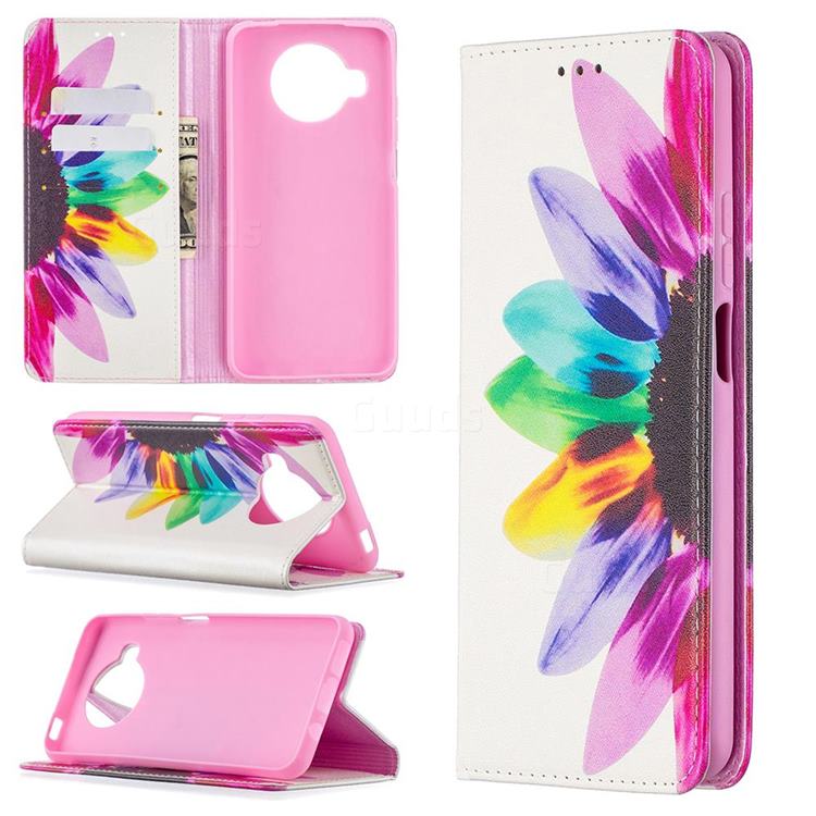 Sun Flower Slim Magnetic Attraction Wallet Flip Cover for Xiaomi Mi 10T Lite 5G