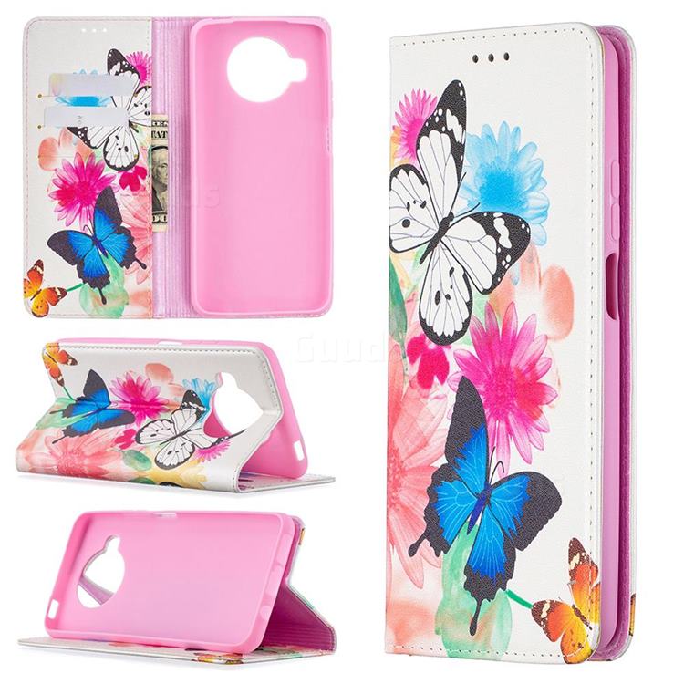 Flying Butterflies Slim Magnetic Attraction Wallet Flip Cover for Xiaomi Mi 10T Lite 5G