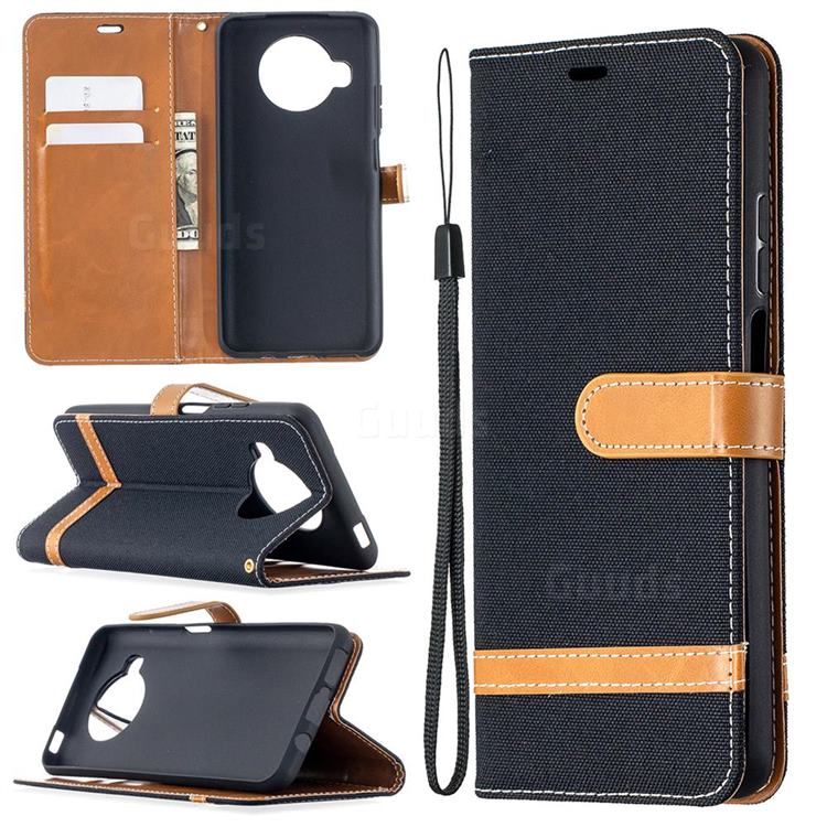 Jeans Cowboy Denim Leather Wallet Case for Xiaomi Mi 10T Lite 5G - Black