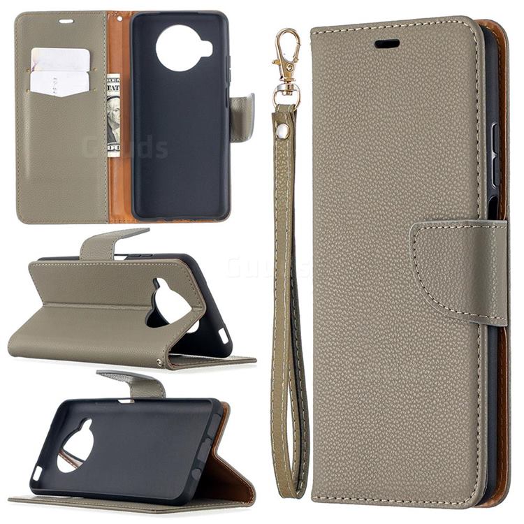 Classic Luxury Litchi Leather Phone Wallet Case for Xiaomi Mi 10T Lite 5G - Gray