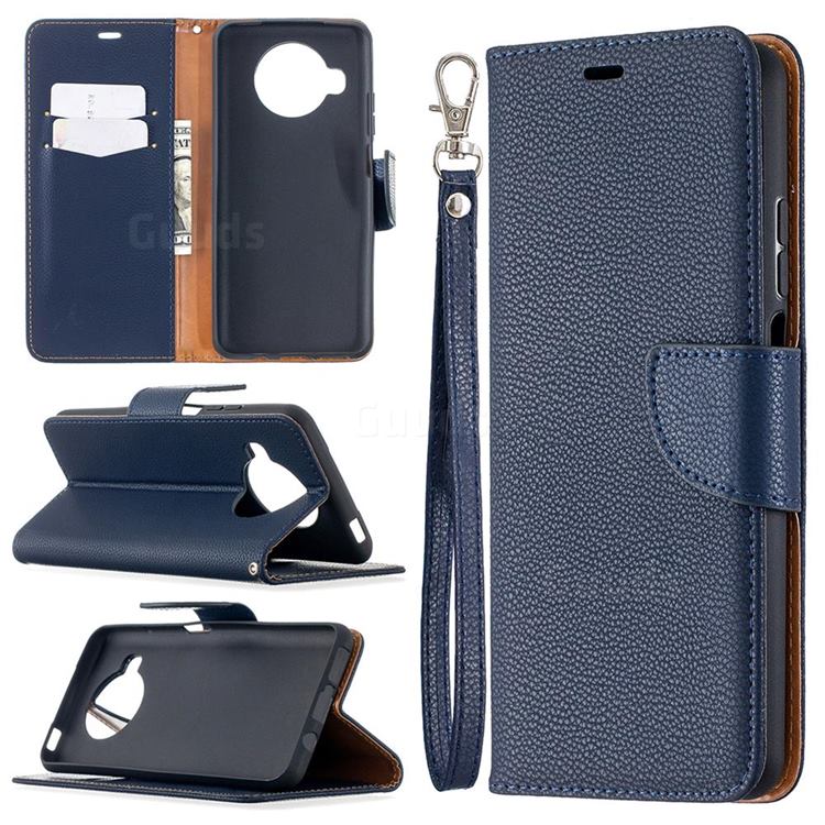 Classic Luxury Litchi Leather Phone Wallet Case for Xiaomi Mi 10T Lite 5G - Blue