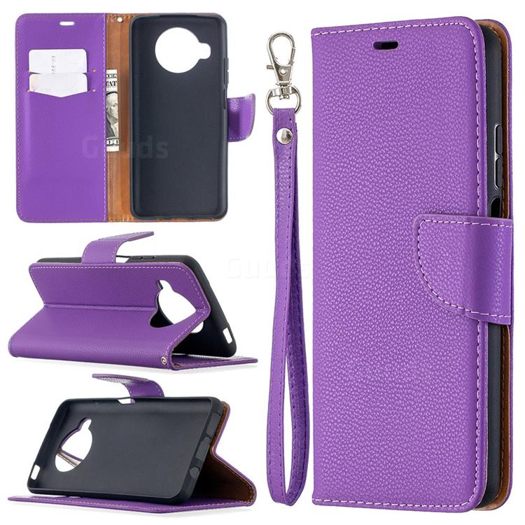 Classic Luxury Litchi Leather Phone Wallet Case for Xiaomi Mi 10T Lite 5G - Purple