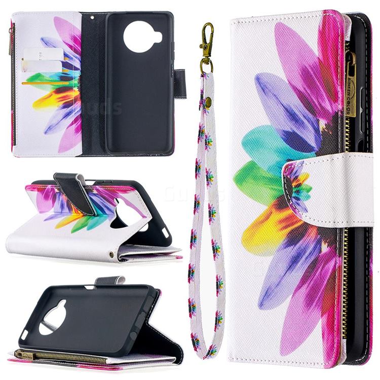 Seven-color Flowers Binfen Color BF03 Retro Zipper Leather Wallet Phone Case for Xiaomi Mi 10T Lite 5G