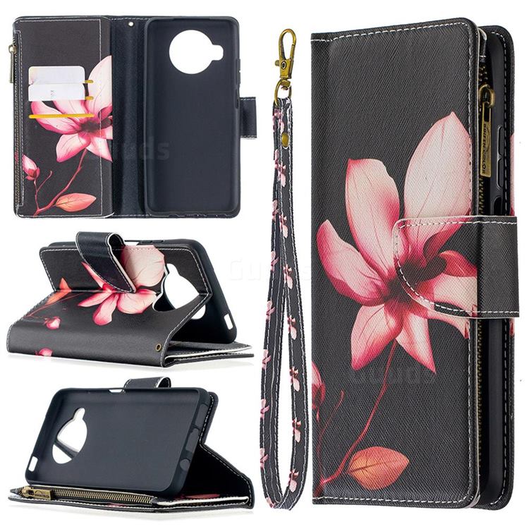 Lotus Flower Binfen Color BF03 Retro Zipper Leather Wallet Phone Case for Xiaomi Mi 10T Lite 5G