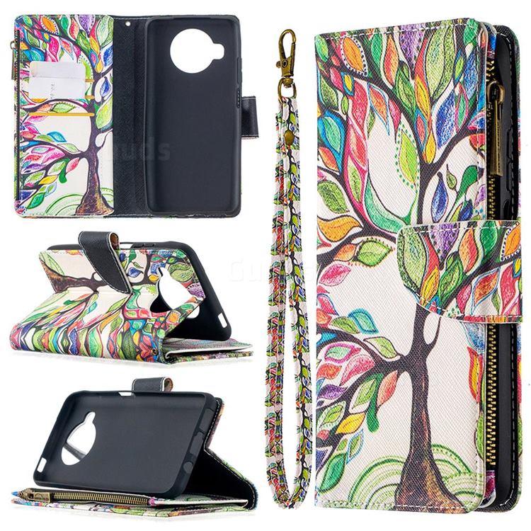 The Tree of Life Binfen Color BF03 Retro Zipper Leather Wallet Phone Case for Xiaomi Mi 10T Lite 5G
