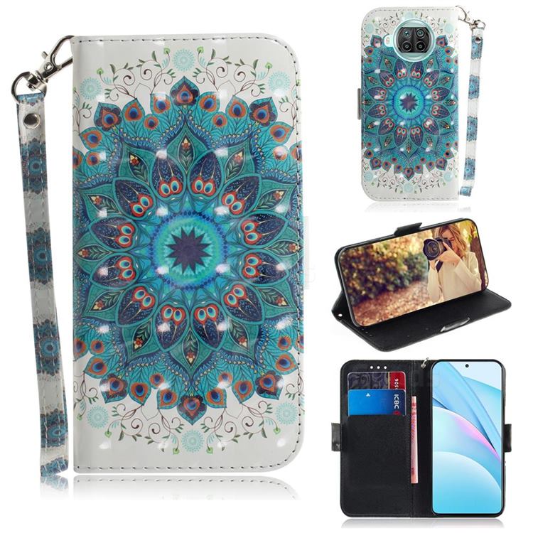Peacock Mandala 3D Painted Leather Wallet Phone Case for Xiaomi Mi 10T Lite 5G