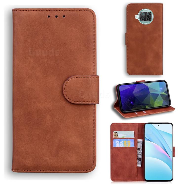 Retro Classic Skin Feel Leather Wallet Phone Case for Xiaomi Mi 10T Lite 5G - Brown