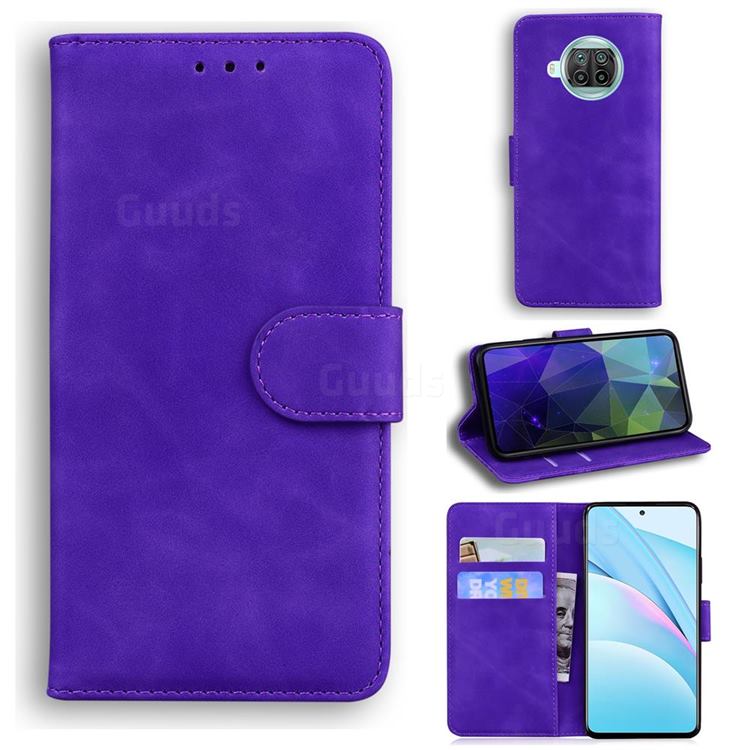 Retro Classic Skin Feel Leather Wallet Phone Case for Xiaomi Mi 10T Lite 5G - Purple