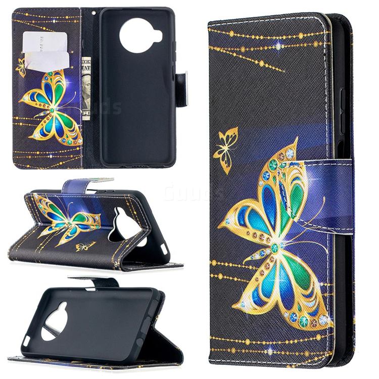 Golden Shining Butterfly Leather Wallet Case for Xiaomi Mi 10T Lite 5G